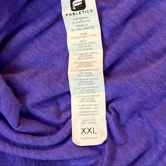 Fabletics Long Sleeve Tee Womens XXL Scoop Neck Purple Stretchy Activewear Top - Picture 5 of 11